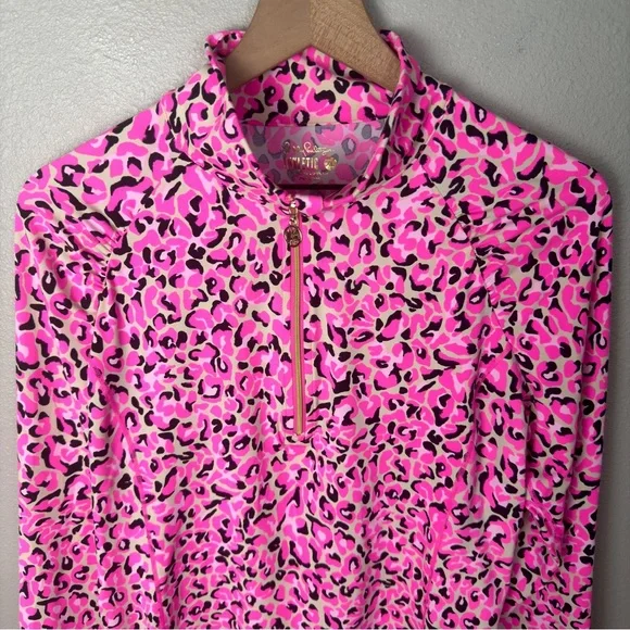 Lilly Pulitzer Luxletic Half Zip Cheetah Print Justine Pullover - Picture 3 of 9